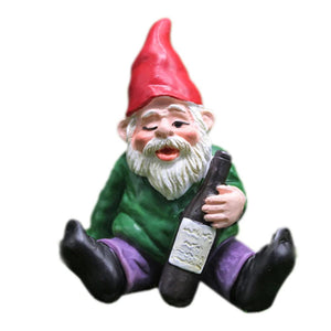 Planet Gates set 1pc Fairy Garden Drunk Gnomes Miniature Ornaments Set Mini Dwarf Bonfire Statues for Planter Flowerpot Decor Accessories
