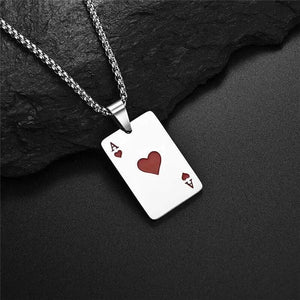 Planet Gates Set 2Piece Set Hip Hop Statement Stainless Steel Poker Card Ace of Spades Necklace For Women Men Pendant Chain Playing Cards Jewelry