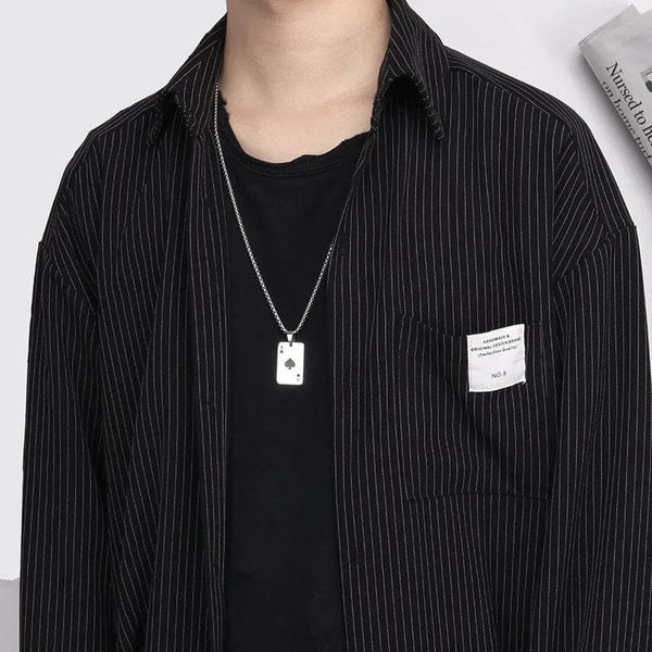 Planet Gates Set 2Piece Set Hip Hop Statement Stainless Steel Poker Card Ace of Spades Necklace For Women Men Pendant Chain Playing Cards Jewelry