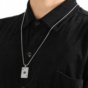 Planet Gates Set 2Piece Set Hip Hop Statement Stainless Steel Poker Card Ace of Spades Necklace For Women Men Pendant Chain Playing Cards Jewelry