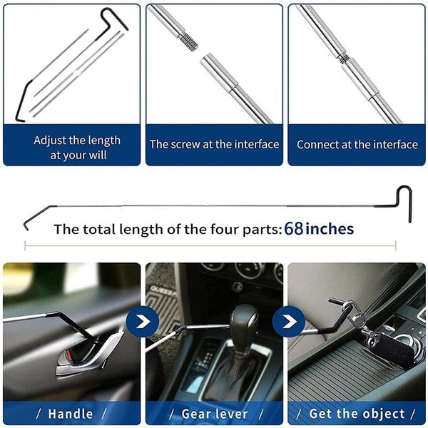 Planet Gates Set 3 New Car Tool Kit Door Open Grabber Lockout Lock Pick Set Long Range Reach Hooking Key Lost In Truck Air Wedge Bag Pump Auto Tool