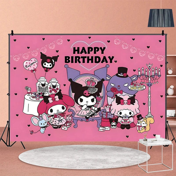 Planet Gates Set-48pcs-6 / CHINA Kuromi Birthday Party Decoration My Melody Party Supplies Pink Tablecloth Cups Balloons 9 Plates Banner Baby Shower Supplies Toy
