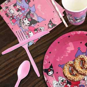 Planet Gates Set-48pcs-6 / CHINA Kuromi Birthday Party Decoration My Melody Party Supplies Pink Tablecloth Cups Balloons 9 Plates Banner Baby Shower Supplies Toy