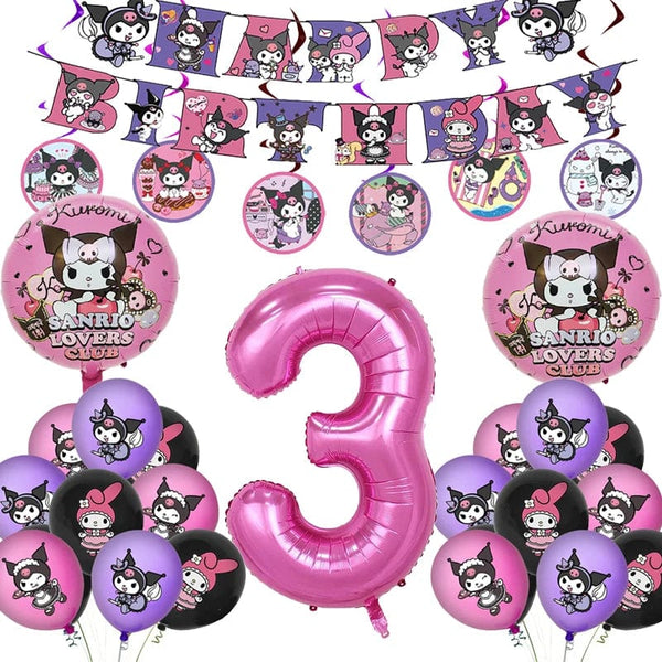Planet Gates Set-48pcs-6 / CHINA Kuromi Birthday Party Decoration My Melody Party Supplies Pink Tablecloth Cups Balloons 9 Plates Banner Baby Shower Supplies Toy