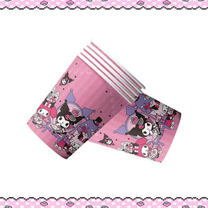 Planet Gates Set-48pcs-6 / CHINA Kuromi Birthday Party Decoration My Melody Party Supplies Pink Tablecloth Cups Balloons 9 Plates Banner Baby Shower Supplies Toy