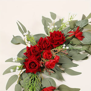 Planet Gates Set, Artificial Flowers Wedding Welcome Card Decoration Set, Red And White Rose Proposal Engagement Party Ceremony Flowers Outdoor Wedding Arch Flower Decoration Reception Background Of The Floral Decoration