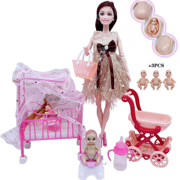 Planet Gates Set C(brown) Newest Handmade Doll Accessories Baby Dolls Pregnant Mom Lady For Girls Game Christmas Birthday Present Gift Kids Toy,No Box