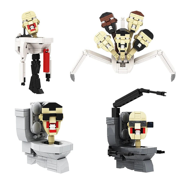 Planet Gates set of 4 / CHINA Gobricks MOC Skibidi Toilet Man Monitor Building Blocks Speakerman The Audio and Camera Man ski video eyelet camera man Toys
