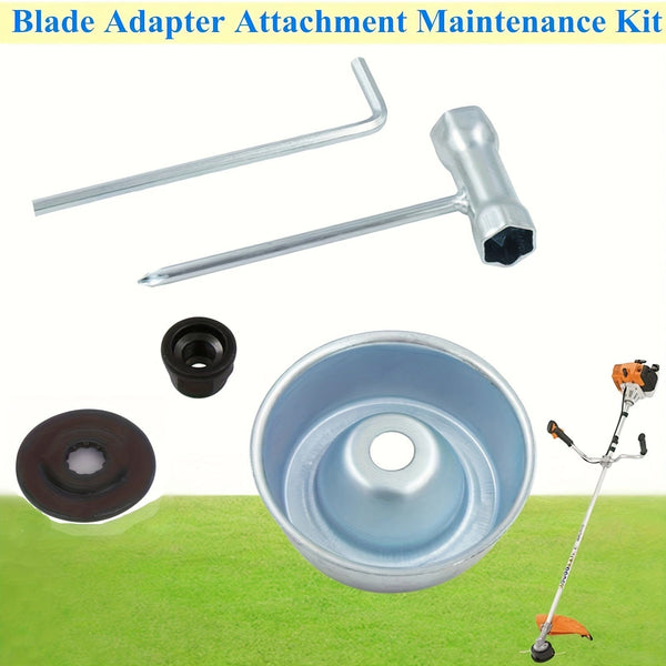 Planet Gates Set Of 5 Blade Adapters 5pcs/set Blade Adapter Attachment Maintenance Kit For Stihl FS55 FS55R FS56 FS56RC FS70R FS80 FS85 FS90 FS90R FS94 FS100RX FS110 FS120 FS130 FS130R (Thrust Washer, Rider Plate, Collar Nut, Wrench)
