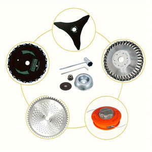 Planet Gates Set Of 5 Blade Adapters 5pcs/set Blade Adapter Attachment Maintenance Kit For Stihl FS55 FS55R FS56 FS56RC FS70R FS80 FS85 FS90 FS90R FS94 FS100RX FS110 FS120 FS130 FS130R (Thrust Washer, Rider Plate, Collar Nut, Wrench)