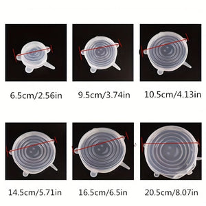 Planet Gates Set Of 6 Multifunctional Silicone Stretch Lid, Universal Silicone Food Packaging Bowl And Pot Lid, Fresh Microwave Cover Stretch Silicone Lid, Kitchenware Accessories