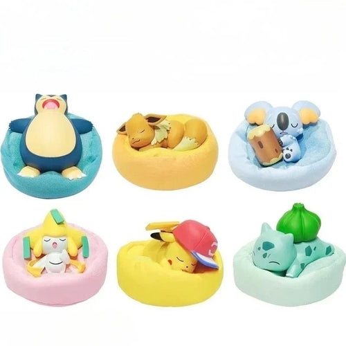 Planet Gates Set of 6Pcs / NO BOX Pokemon Model Kit Anime Characters Figure Starry Dream Pikachu Bulbasaur Series Car Interior Hand Sleeping Position Toys Gifts