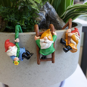 Planet Gates Set Of Three Dwarf Flowerpot Pendants 3pcs 3D Mini Gnomes Statue, Outdoor Fairy Garden Resin Crafts, Flower Pot Landscape Dwarf, Micro Landscape Pendant Ornaments, Mini Art Sculptures, Landscaping DIY Garden Sculptures, Flower Pot Oenament, Yard Lawn Home Decor