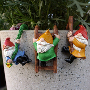 Planet Gates Set Of Three Dwarf Flowerpot Pendants 3pcs 3D Mini Gnomes Statue, Outdoor Fairy Garden Resin Crafts, Flower Pot Landscape Dwarf, Micro Landscape Pendant Ornaments, Mini Art Sculptures, Landscaping DIY Garden Sculptures, Flower Pot Oenament, Yard Lawn Home Decor