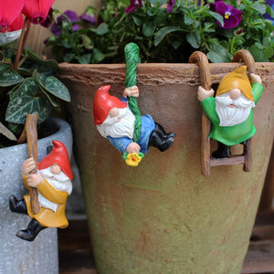 Planet Gates Set Of Three Dwarf Flowerpot Pendants 3pcs 3D Mini Gnomes Statue, Outdoor Fairy Garden Resin Crafts, Flower Pot Landscape Dwarf, Micro Landscape Pendant Ornaments, Mini Art Sculptures, Landscaping DIY Garden Sculptures, Flower Pot Oenament, Yard Lawn Home Decor