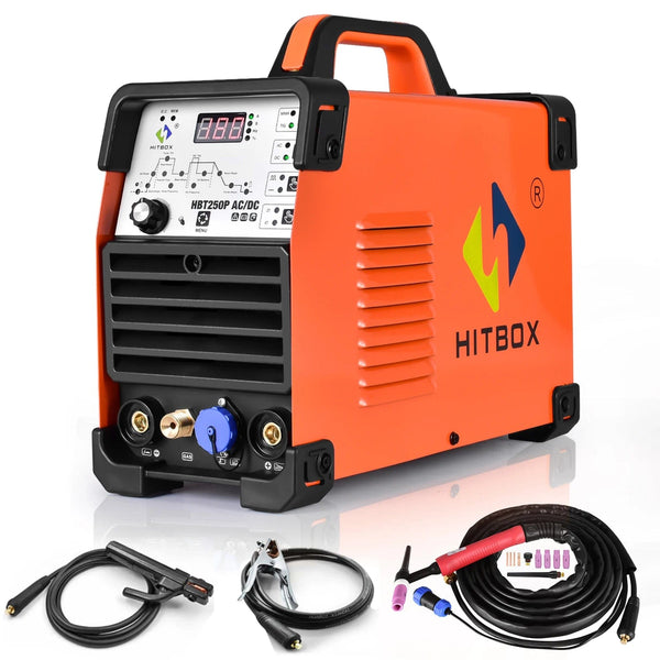 Planet Gates Set1 no helmet / 220V / spain HITBOX AC/DC Aluminium Tig Welding Machine HBT250P HF TIG/MMA ARC Stick Welder with Pulse Argon Welding IGBT Inverter 2T/4T