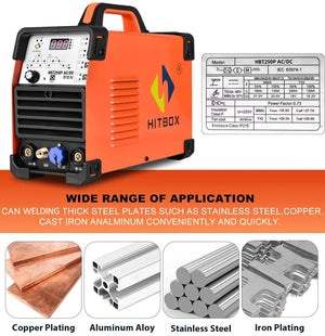 Planet Gates Set1 no helmet / 220V / spain HITBOX AC/DC Aluminium Tig Welding Machine HBT250P HF TIG/MMA ARC Stick Welder with Pulse Argon Welding IGBT Inverter 2T/4T