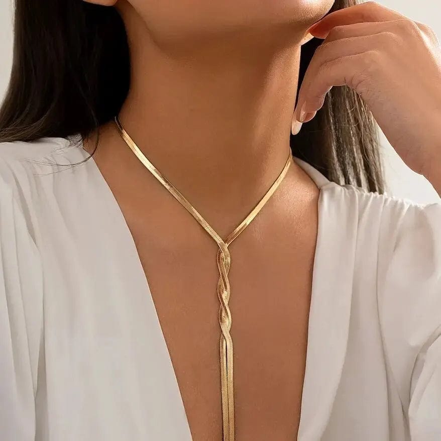 Planet Gates Sexy Goth Adjustable Flat Snake Long Chain Necklace for Women Vintage Weave Twisted Link Chest Choker Aesthetic Neck Jewelry New