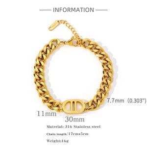 Planet Gates SGMAN Stainless Steel Bracelet Dio for Women Jewelry Cuban Chain Bangles Fashion Women Set Gold Plated Trend Gifts Waterproof