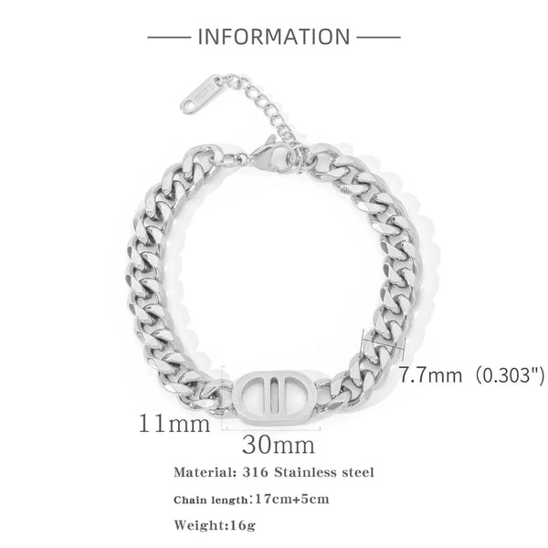 Planet Gates SGMAN Stainless Steel Bracelet Dio for Women Jewelry Cuban Chain Bangles Fashion Women Set Gold Plated Trend Gifts Waterproof