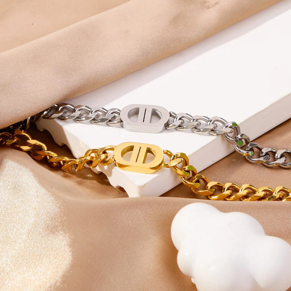 Planet Gates SGMAN Stainless Steel Bracelet Dio for Women Jewelry Cuban Chain Bangles Fashion Women Set Gold Plated Trend Gifts Waterproof