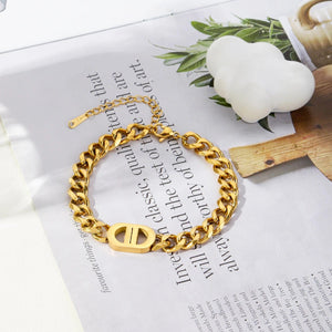 Planet Gates SGMAN Stainless Steel Bracelet Dio for Women Jewelry Cuban Chain Bangles Fashion Women Set Gold Plated Trend Gifts Waterproof