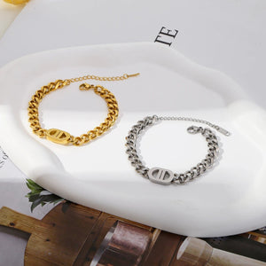 Planet Gates SGMAN Stainless Steel Bracelet Dio for Women Jewelry Cuban Chain Bangles Fashion Women Set Gold Plated Trend Gifts Waterproof