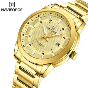 Planet Gates SGW 2024 Top Brand NAVIFORCE Mens Watches Stainless Steel Strap Casual Male Quartz Sports Wristwatch Luxury Waterproof Date Clock