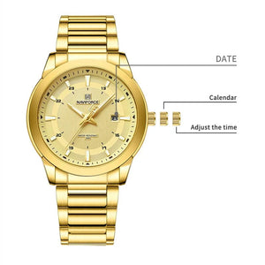 Planet Gates SGW 2024 Top Brand NAVIFORCE Mens Watches Stainless Steel Strap Casual Male Quartz Sports Wristwatch Luxury Waterproof Date Clock