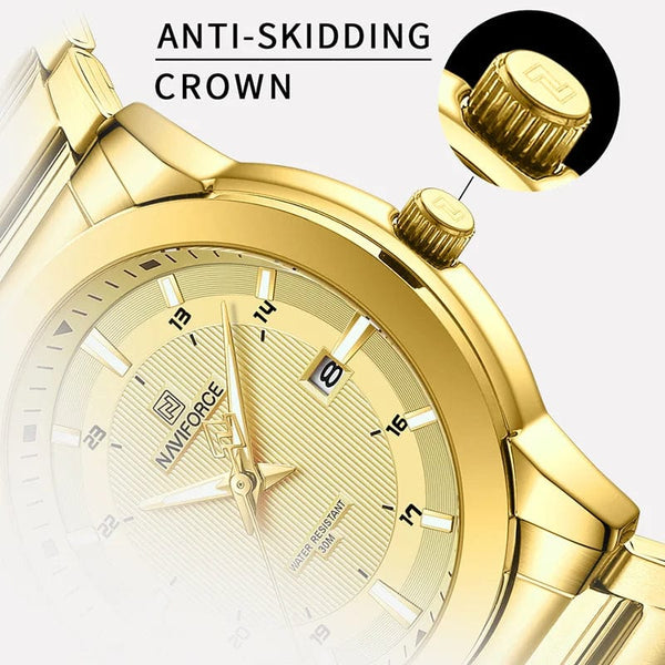 Planet Gates SGW 2024 Top Brand NAVIFORCE Mens Watches Stainless Steel Strap Casual Male Quartz Sports Wristwatch Luxury Waterproof Date Clock