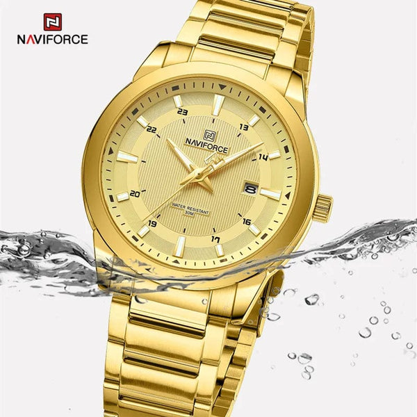 Planet Gates SGW 2024 Top Brand NAVIFORCE Mens Watches Stainless Steel Strap Casual Male Quartz Sports Wristwatch Luxury Waterproof Date Clock