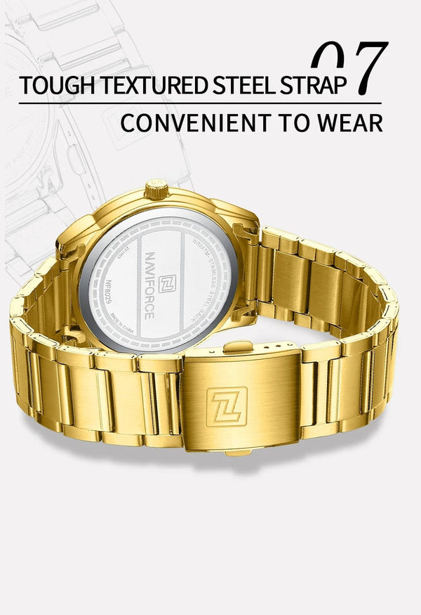 Planet Gates SGW 2024 Top Brand NAVIFORCE Mens Watches Stainless Steel Strap Casual Male Quartz Sports Wristwatch Luxury Waterproof Date Clock