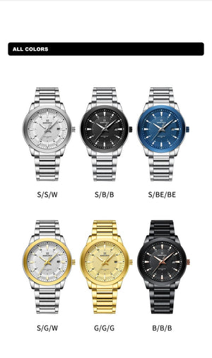Planet Gates SGW 2024 Top Brand NAVIFORCE Mens Watches Stainless Steel Strap Casual Male Quartz Sports Wristwatch Luxury Waterproof Date Clock