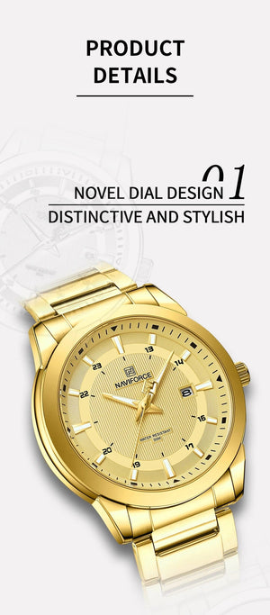 Planet Gates SGW 2024 Top Brand NAVIFORCE Mens Watches Stainless Steel Strap Casual Male Quartz Sports Wristwatch Luxury Waterproof Date Clock