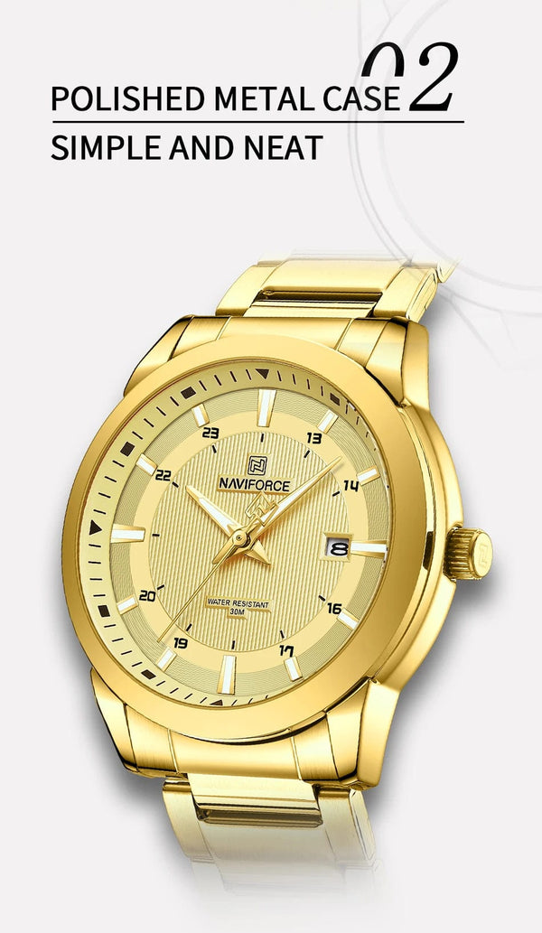 Planet Gates SGW 2024 Top Brand NAVIFORCE Mens Watches Stainless Steel Strap Casual Male Quartz Sports Wristwatch Luxury Waterproof Date Clock