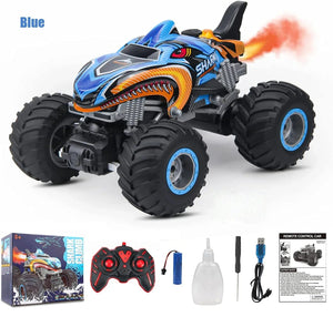 Planet Gates Shark-Blue 2.4G Remote Control Cars Monster Truck RC Car Electric Trucks Stunt Cars with Light Sound Spray Toys for Boys Kids Children Gift