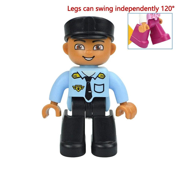 Planet Gates Sheriff Figures Dolls Big Size Building Blocks Family Action Workers Doctor Police Farmer Compatible Large Bricks Duploes Kid Toys