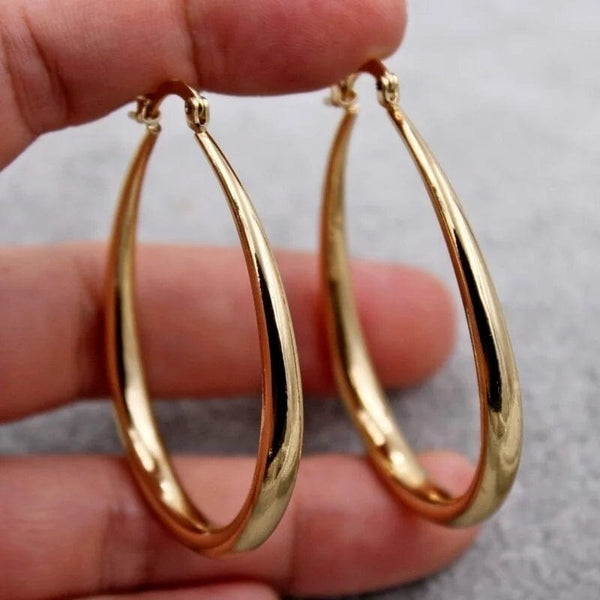 Planet Gates Shine Gold Color Women Earrings Fashion Smooth Hoop Earrings for Women Engagement Wedding Jewelry Gift