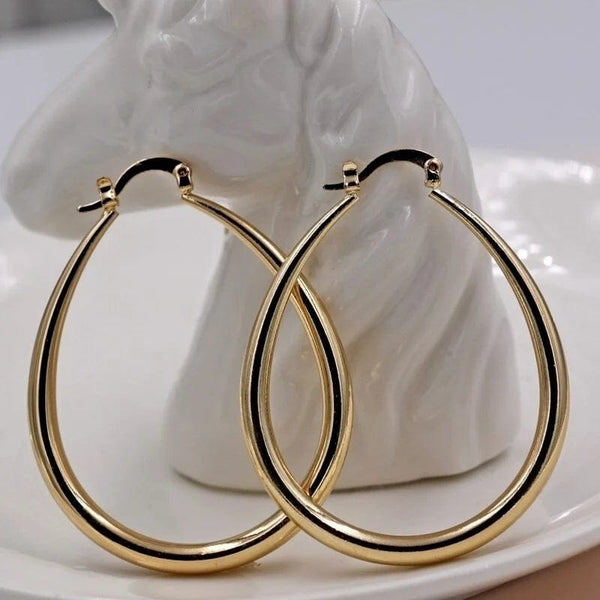 Planet Gates Shine Gold Color Women Earrings Fashion Smooth Hoop Earrings for Women Engagement Wedding Jewelry Gift