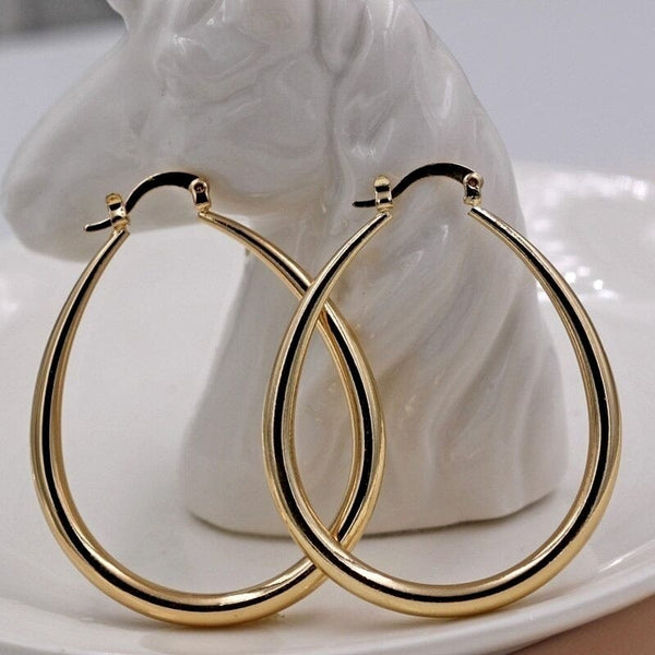 Planet Gates Shine Gold Color Women Earrings Fashion Smooth Hoop Earrings for Women Engagement Wedding Jewelry Gift