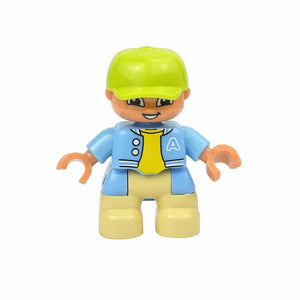 Planet Gates Shirt Boy Figures Dolls Big Size Building Blocks Family Action Workers Doctor Police Farmer Compatible Large Bricks Duploes Kid Toys