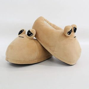 Planet Gates Shoes The Maw Pou Cotton Slipper Anime Plush Slippers Kawaii Cartoon Soft Stuffed Fluffy Thick Non-slip Shoes Alien Pou Doll Home Indo
