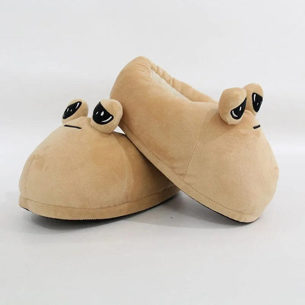 Planet Gates Shoes The Maw Pou Cotton Slipper Anime Plush Slippers Kawaii Cartoon Soft Stuffed Fluffy Thick Non-slip Shoes Alien Pou Doll Home Indo