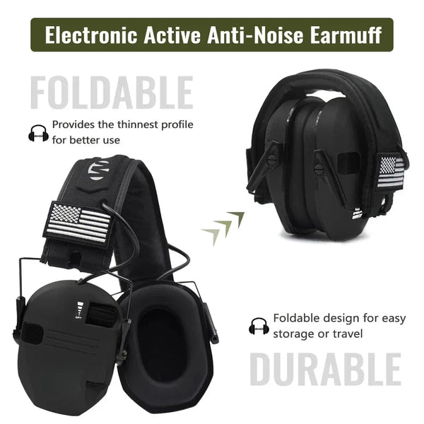 Planet Gates Shooting Hearing Protection Electronic Tactical Headset Noise Cancelling Active Hunting Earmuffs NRR23dB With Bag