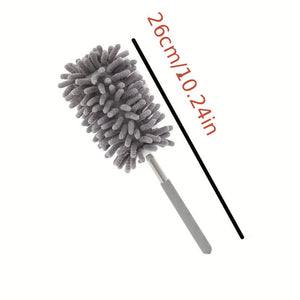 Planet Gates Short Gray 1pc, Stainless Steel Telescopic Fiber Duster - Efficient Dust Removal And Sweeping With PP Wool - Cleaning Tools And Supplies