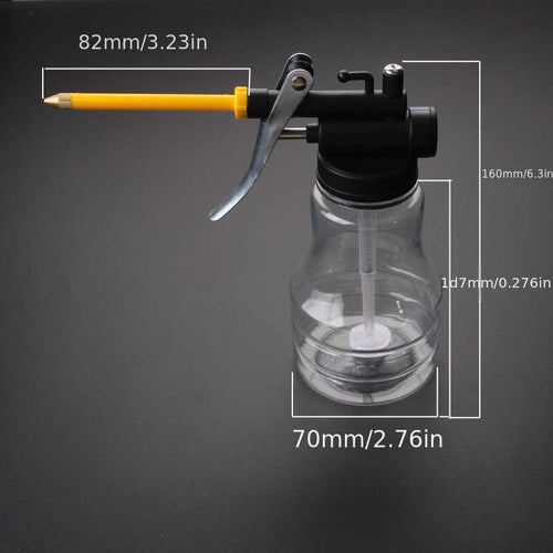 Planet Gates Short Mouth Hard Tube Oiler / 250ML High Pressure Transparent Oil Bottle 250ml Plastic Hose Drop Resistant Copper Tip Nozzle Oil Filler Oil Bottle Oil Gun