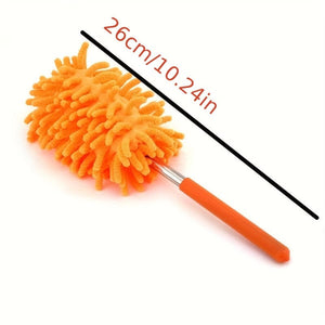 Planet Gates Short Orange 1pc, Stainless Steel Telescopic Fiber Duster - Efficient Dust Removal And Sweeping With PP Wool - Cleaning Tools And Supplies