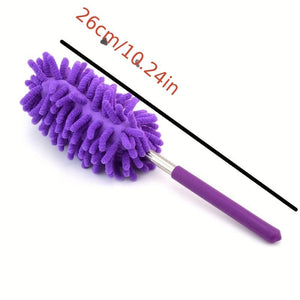 Planet Gates Short Purple 1pc, Stainless Steel Telescopic Fiber Duster - Efficient Dust Removal And Sweeping With PP Wool - Cleaning Tools And Supplies
