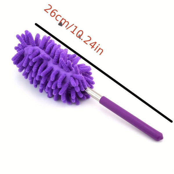 Planet Gates Short Purple 1pc, Stainless Steel Telescopic Fiber Duster - Efficient Dust Removal And Sweeping With PP Wool - Cleaning Tools And Supplies