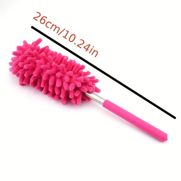 Planet Gates Short Rose Red 1pc, Stainless Steel Telescopic Fiber Duster - Efficient Dust Removal And Sweeping With PP Wool - Cleaning Tools And Supplies